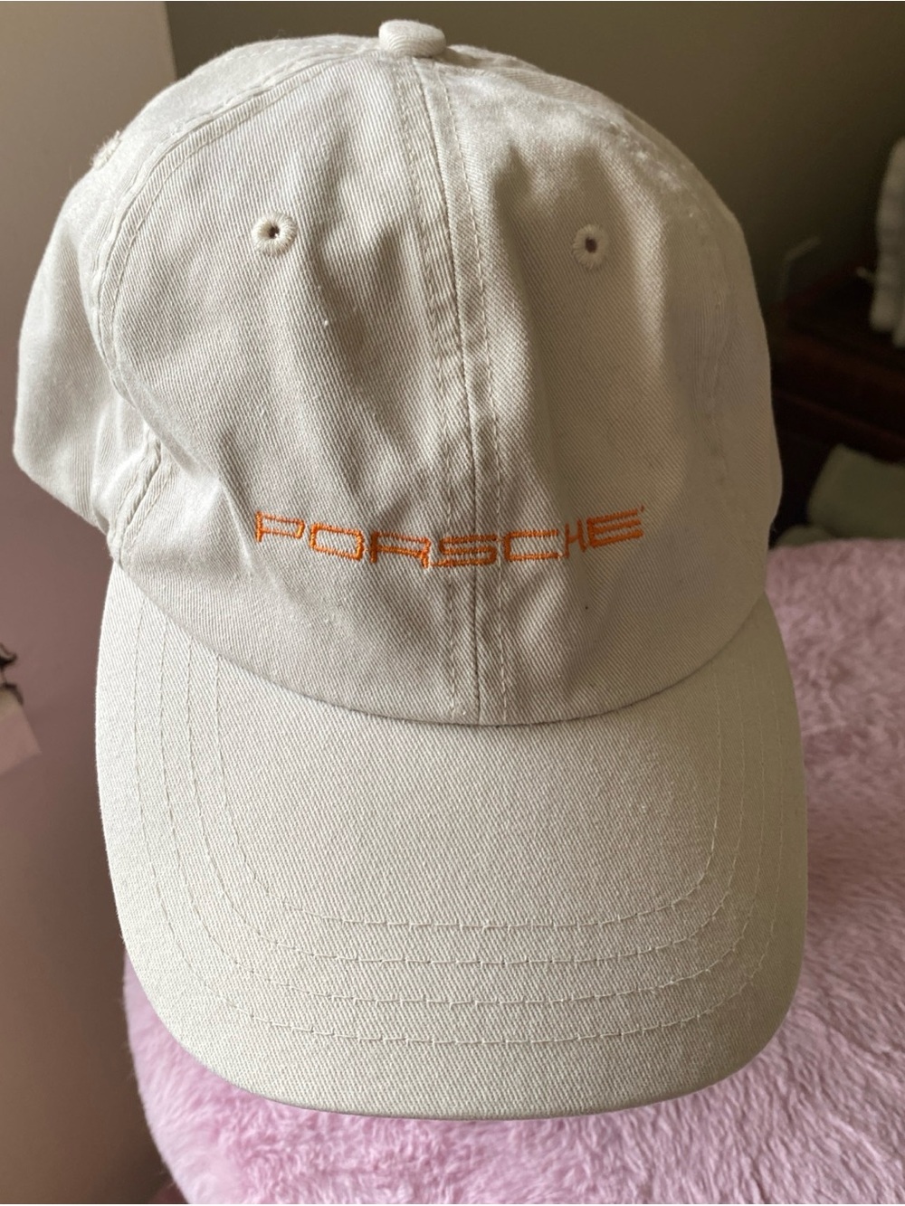 Porsche Design Cream Baseball Cap with Orange Logo